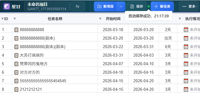 星甘StarGantt 自动保存提示